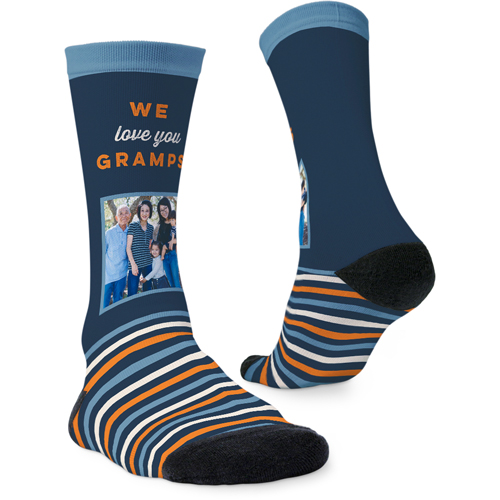 Photo and Stripes Custom Socks, Orange