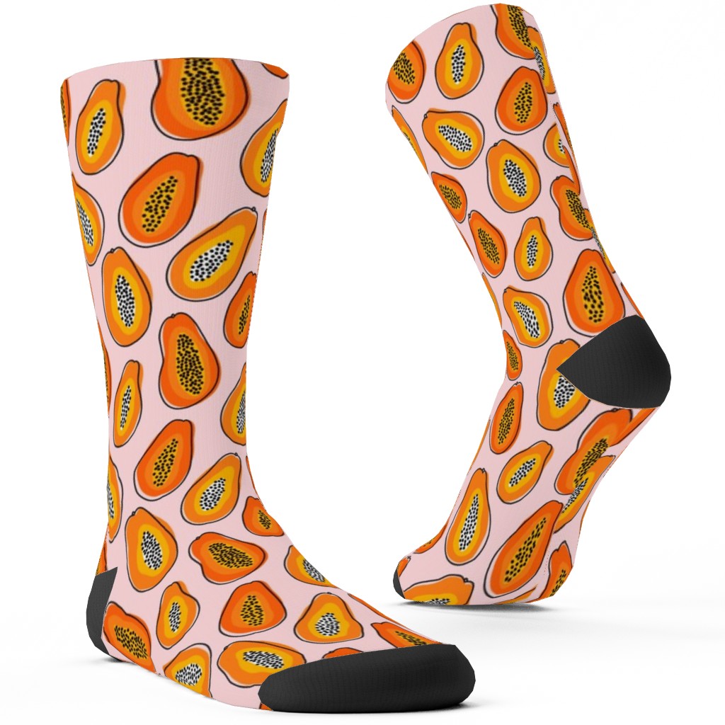 Abstract Papayas - Pink Custom Socks, Pink