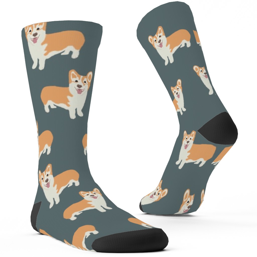 Corgi Custom Socks, Green, Lake