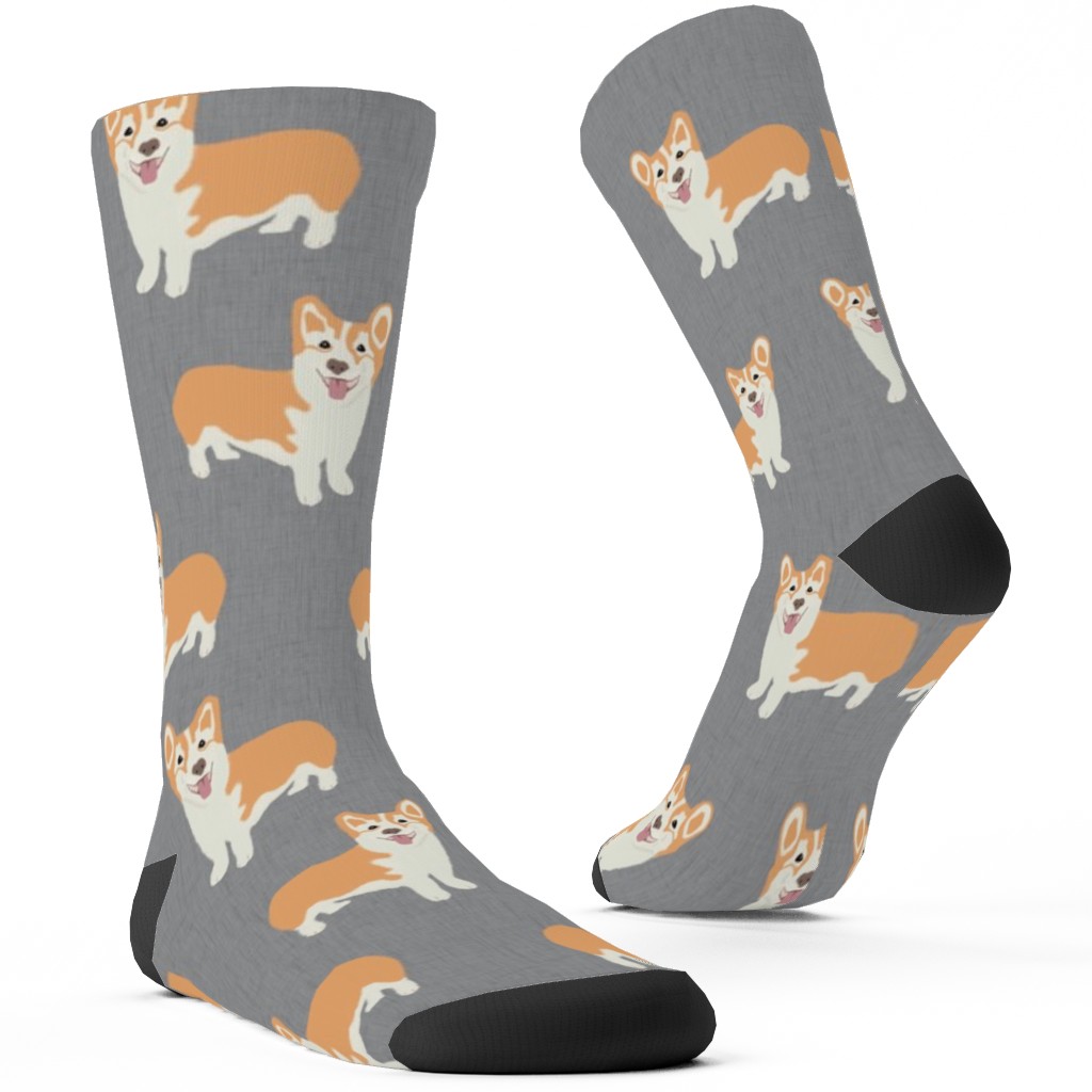 Corgi Custom Socks, Gray