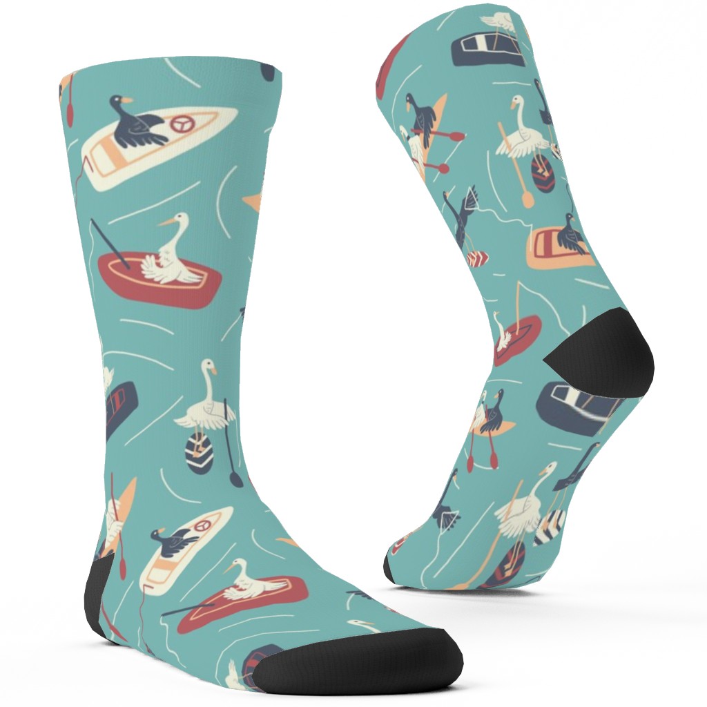 Lake Birds Doing Lake Things - Multicolor Custom Socks, Multicolor