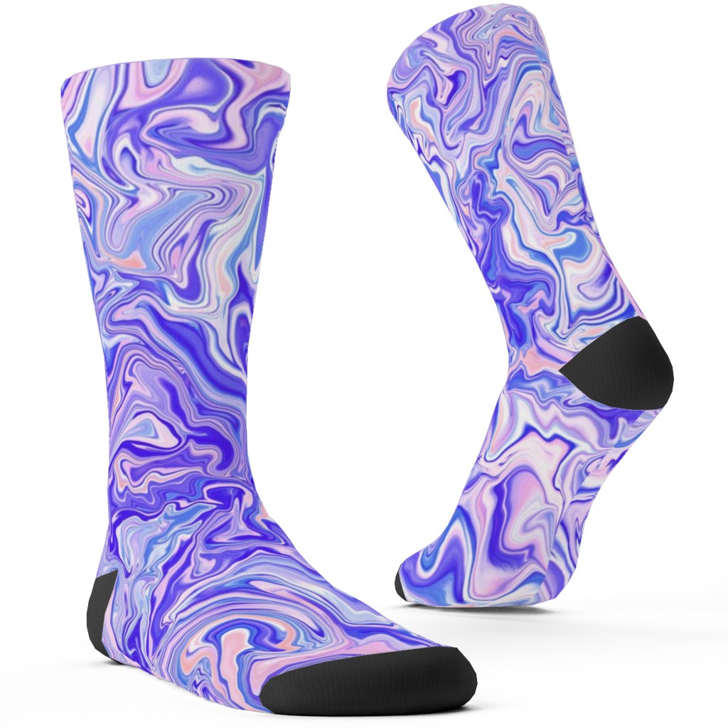 Love Spell Marble - Purple Coral Pink Custom Socks, Purple, Purple