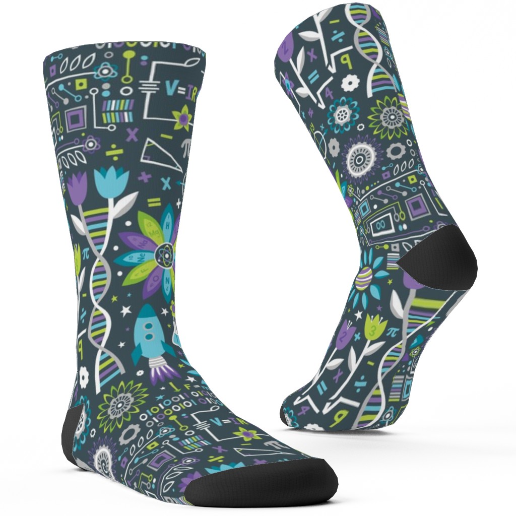 Flowers and Stem Custom Socks, Multicolor