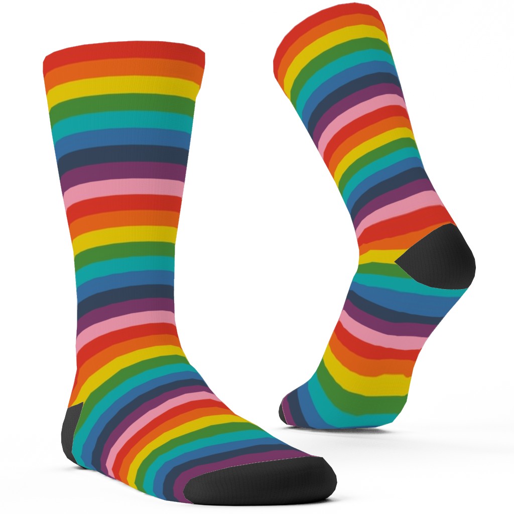 Colorful Live - Rainbow Stripe Custom Socks, Multicolor