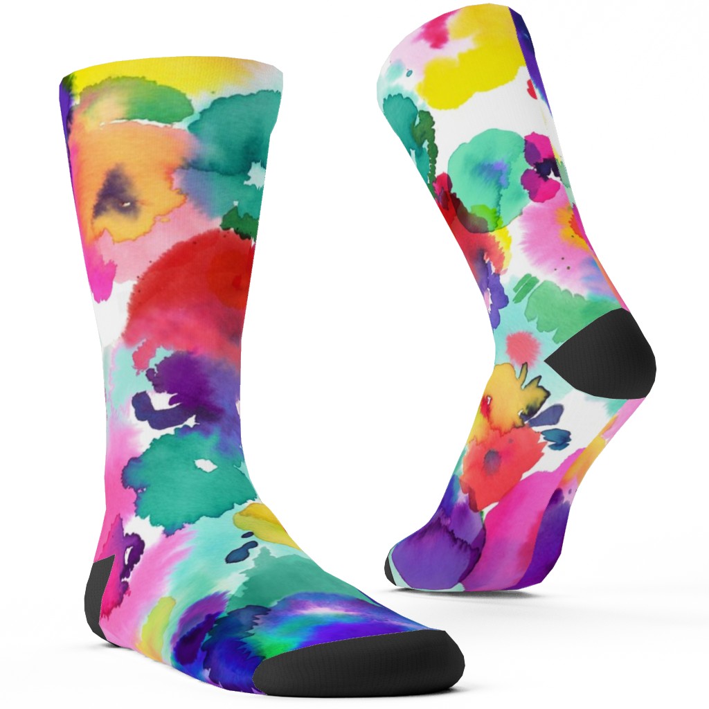 Abstract Floral Watercolor - Multi Custom Socks, Multicolor