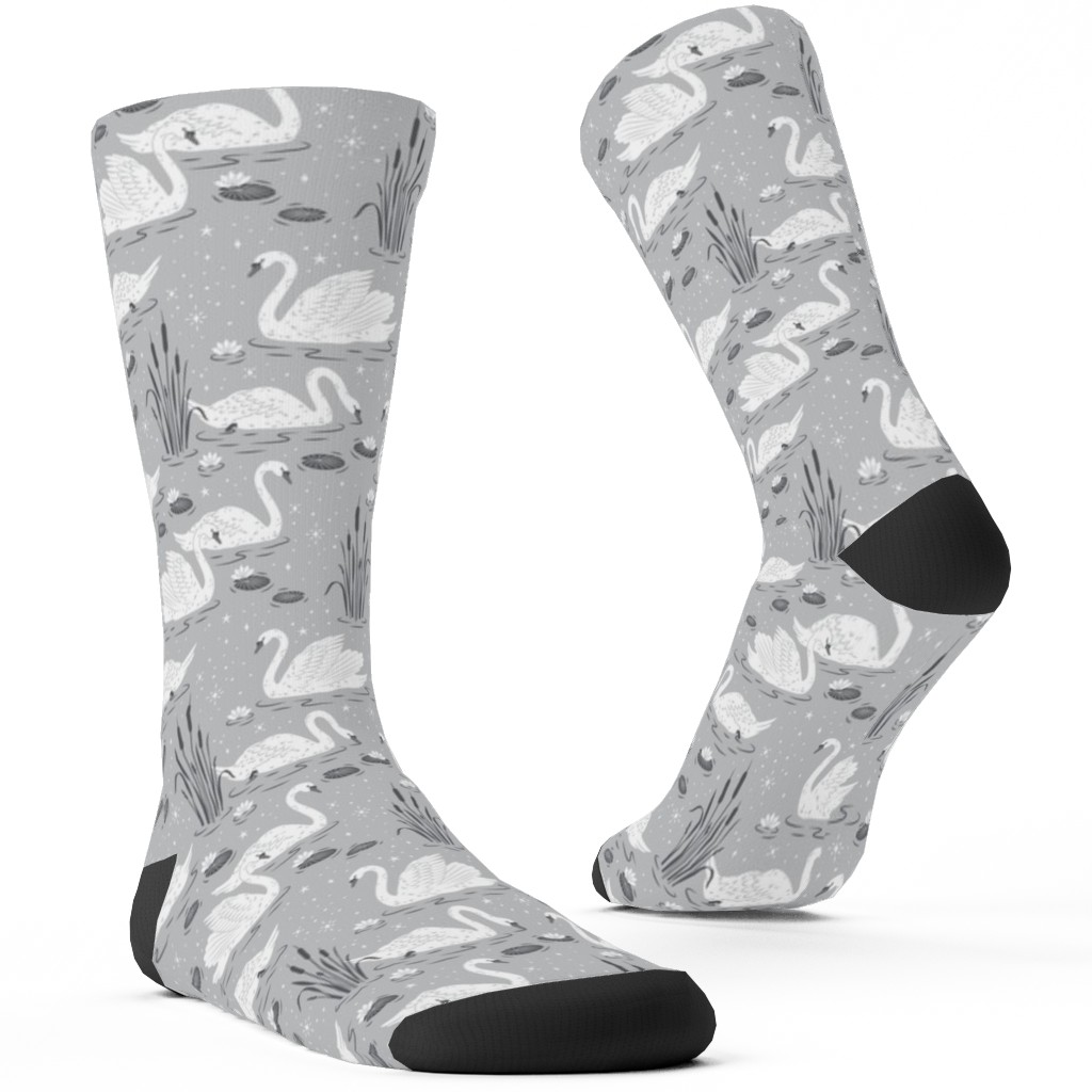 Summer Swans Custom Socks, Gray