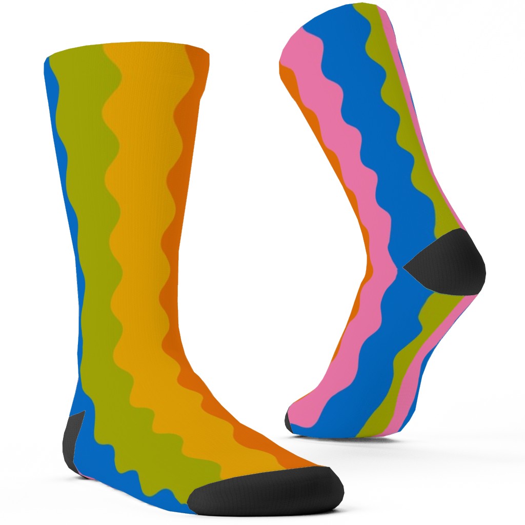 Rainbow Squiggles Custom Socks, Multicolor