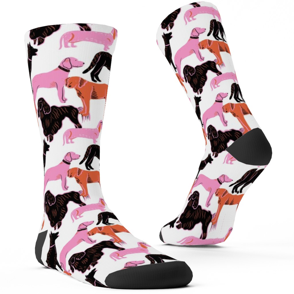 Goofy Dog Friends Custom Socks, White, White