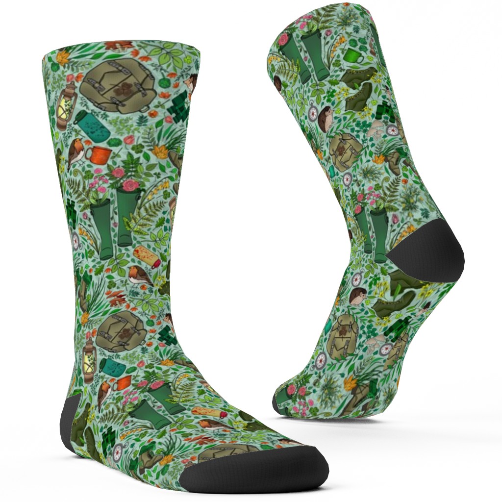 Hike Across the Emerald Isle - Multicolor Custom Socks, Green, Classic Green