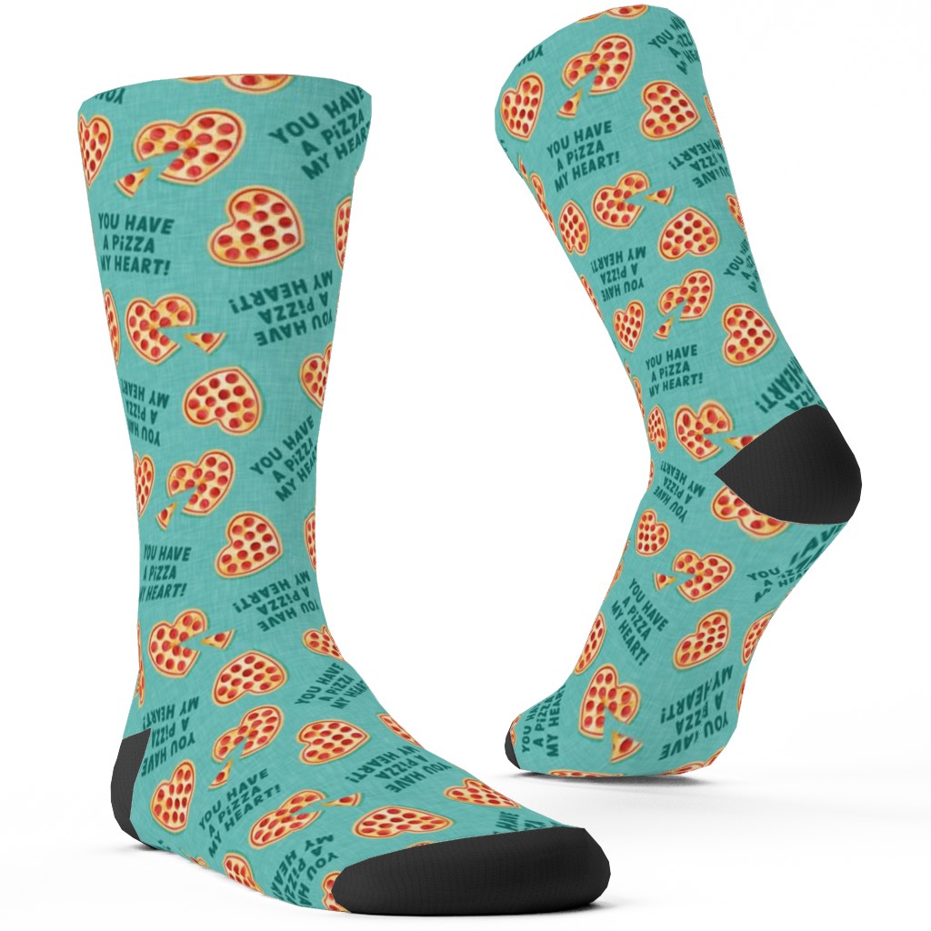 You Have a Pizza My Heart Custom Socks, Green