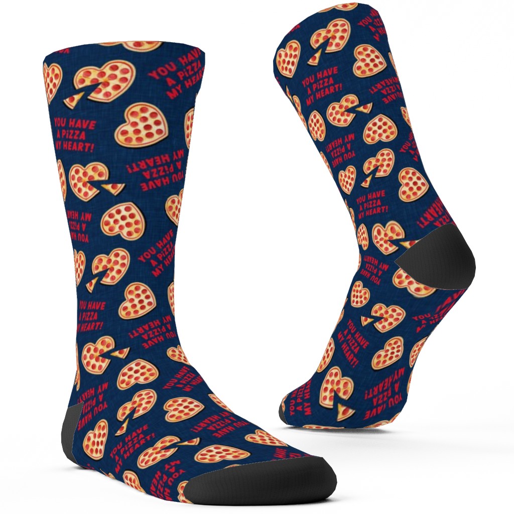 You Have a Pizza My Heart Custom Socks, Blue, Navy