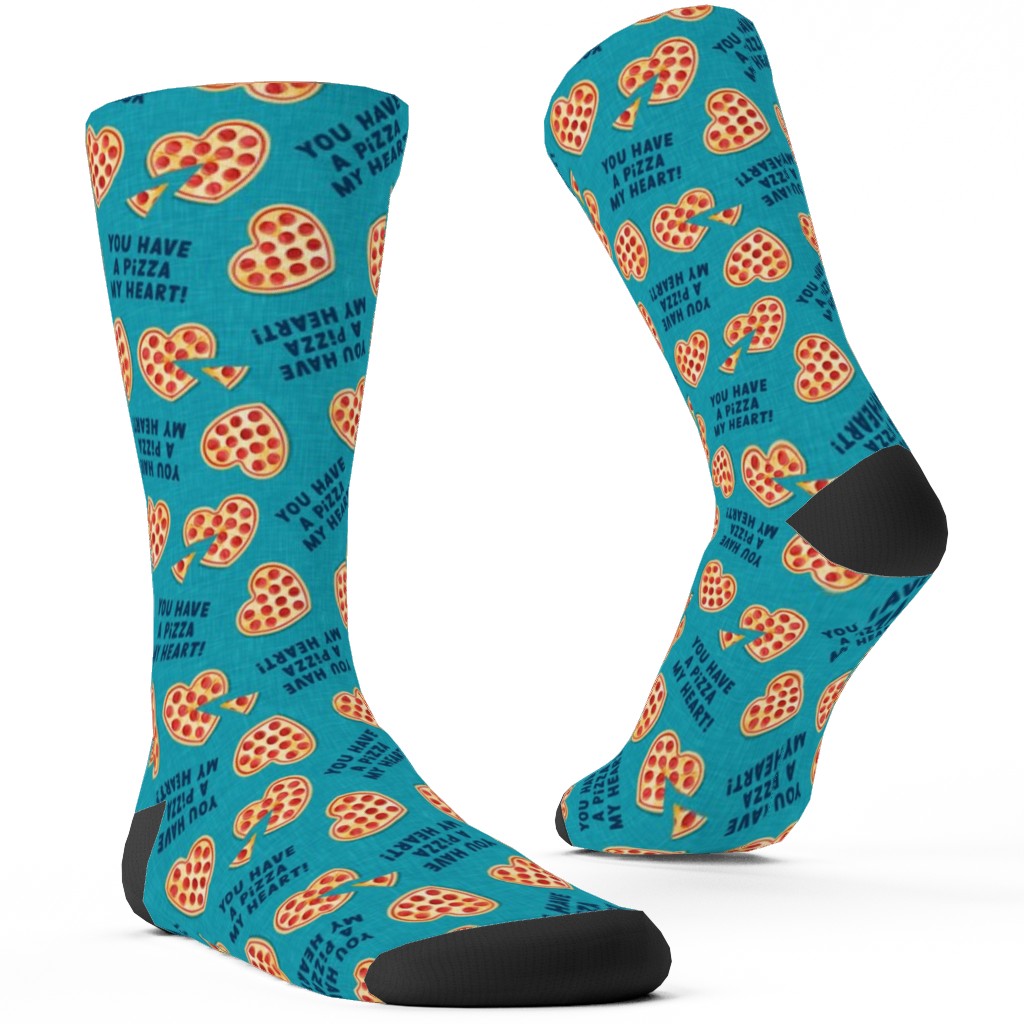 You Have a Pizza My Heart Custom Socks, Blue