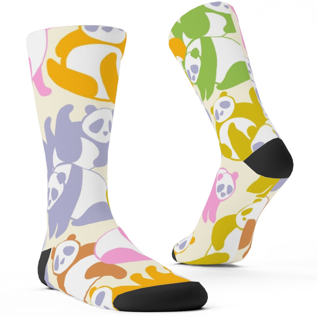 Retro Panda Playground Custom Socks, Multicolor