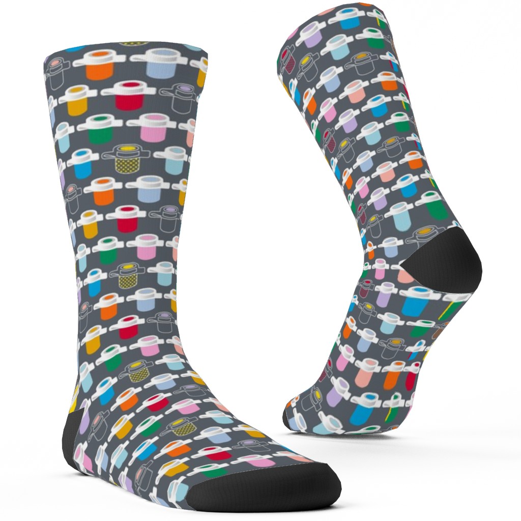 Paint Pots Custom Socks, Multicolor, Pewter