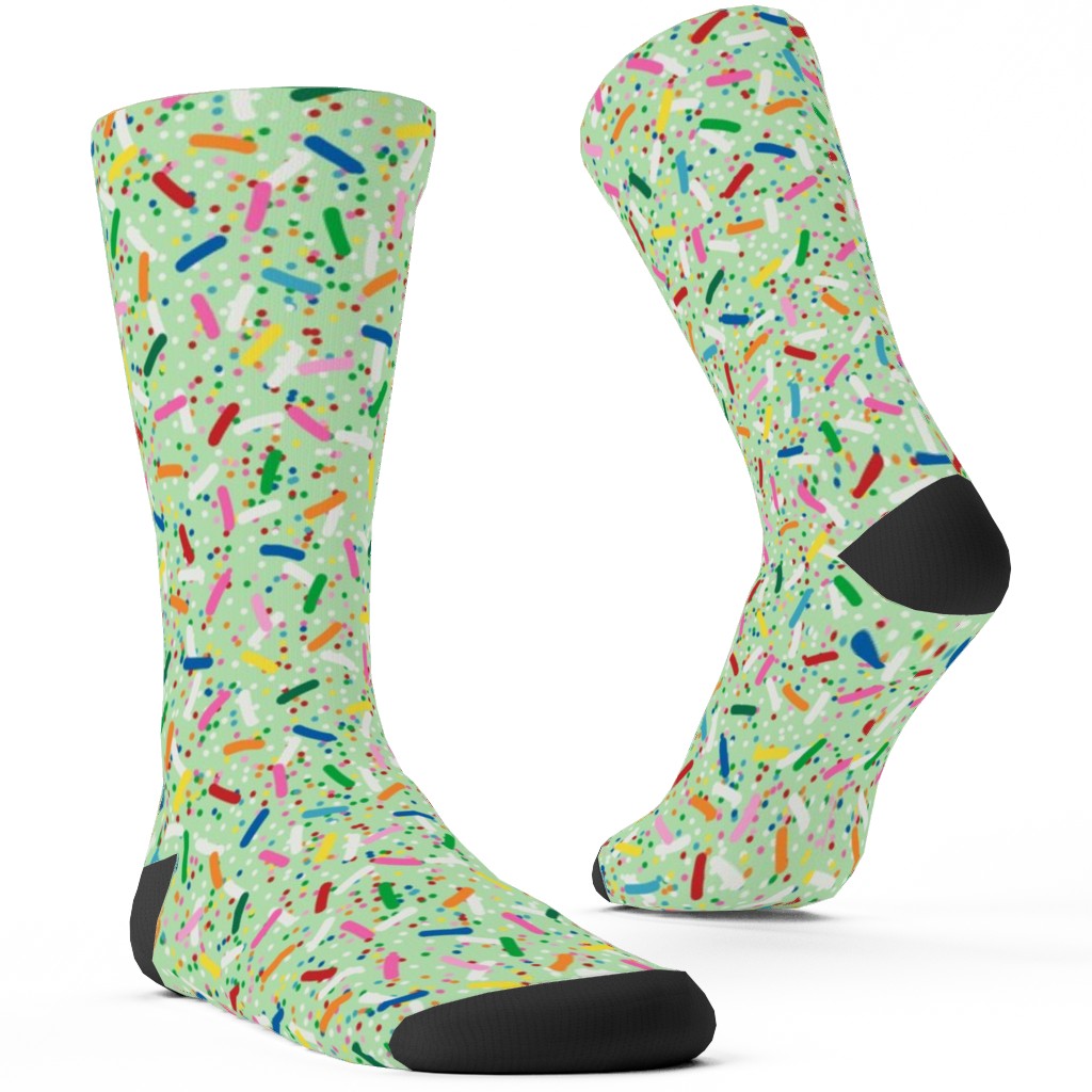 Rainbow Sprinkles Custom Socks, Green, Pea Sprout