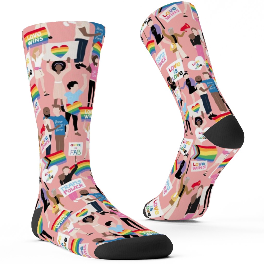 Pride Lgbtq Rainbow Flag Custom Socks, Multicolor