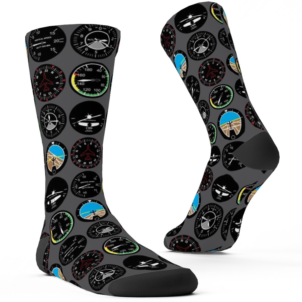 Flight Deck Custom Socks, Gray, Slate