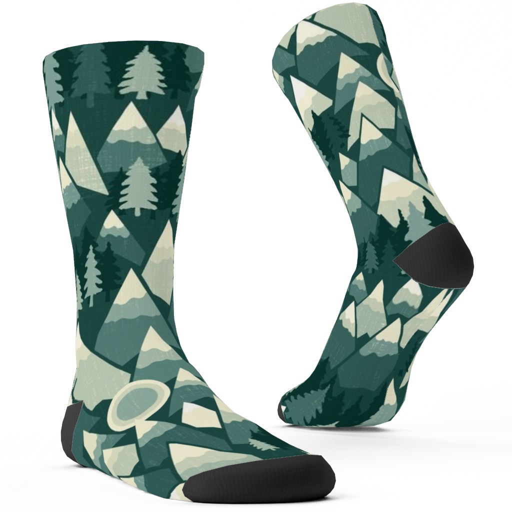 the Mountains Are Calling Custom Socks, Green