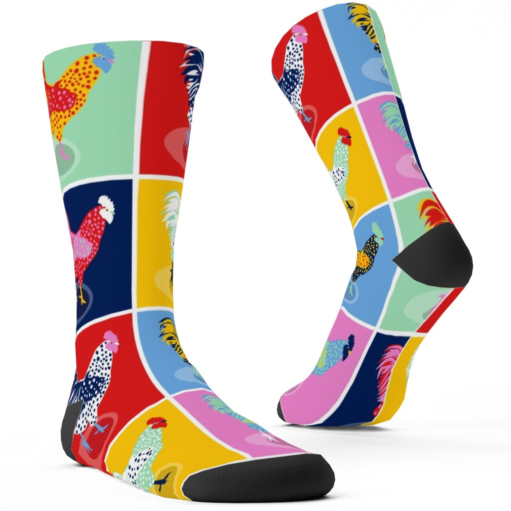 Pop Art Chickens - Multicolor Custom Socks, Multicolor