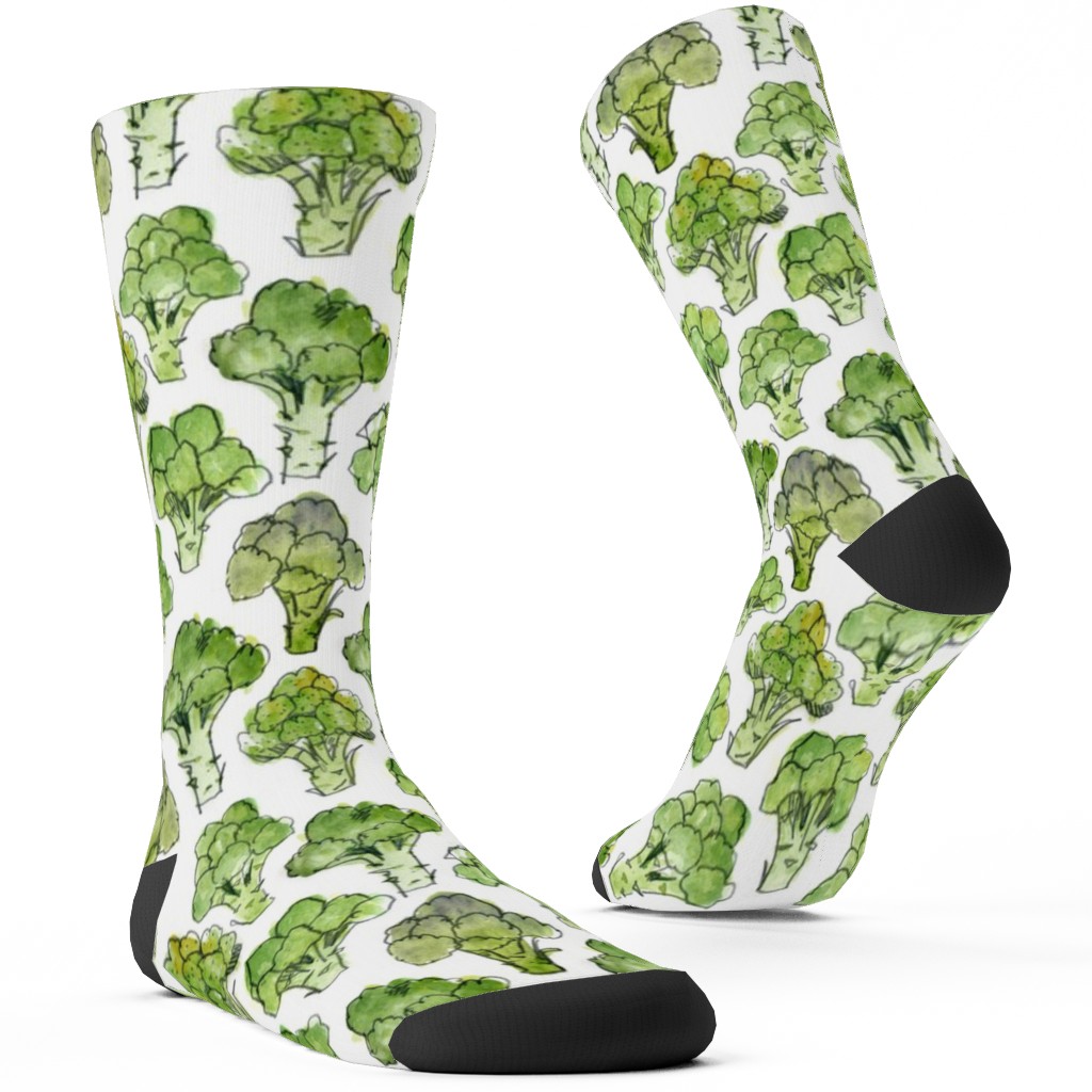 Broccoli - Green Custom Socks, Green, Classic Green