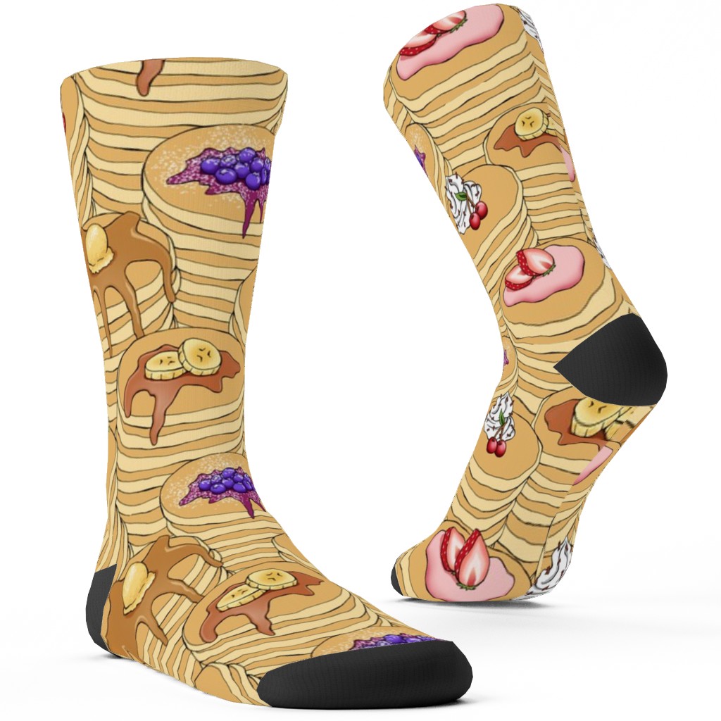 Flapjack Stack Custom Socks, Beige, Pearl