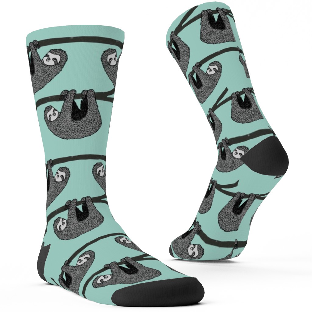 Sloth - Mint Custom Socks, Green