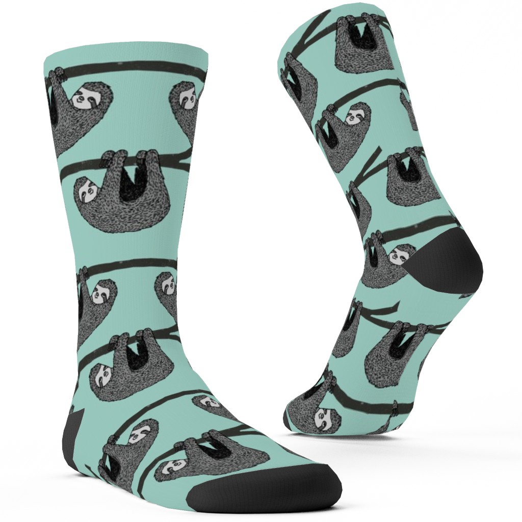 Sloth - Mint Custom Socks, Green, Classic Green