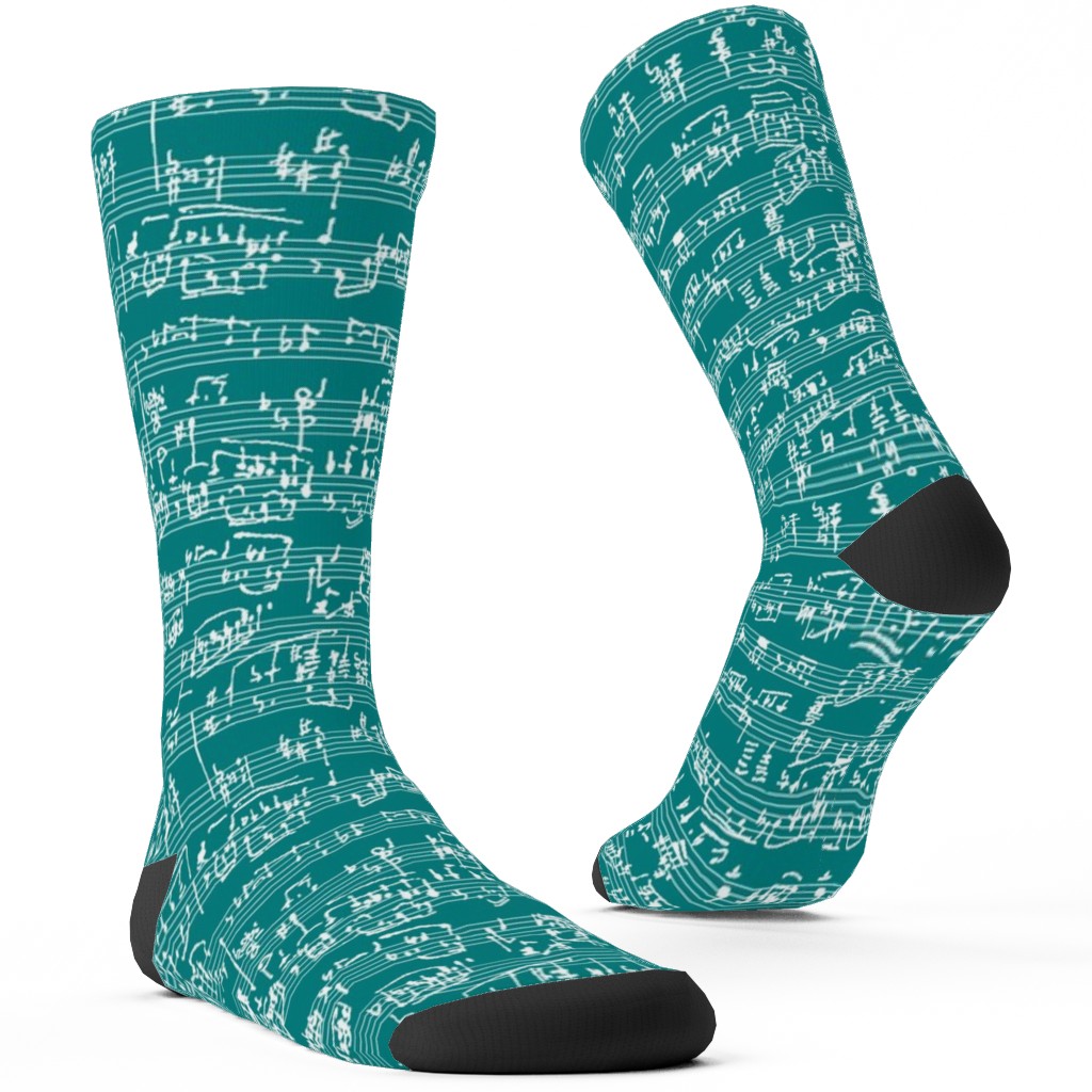 Handwritten Sheet Music Custom Socks, Green