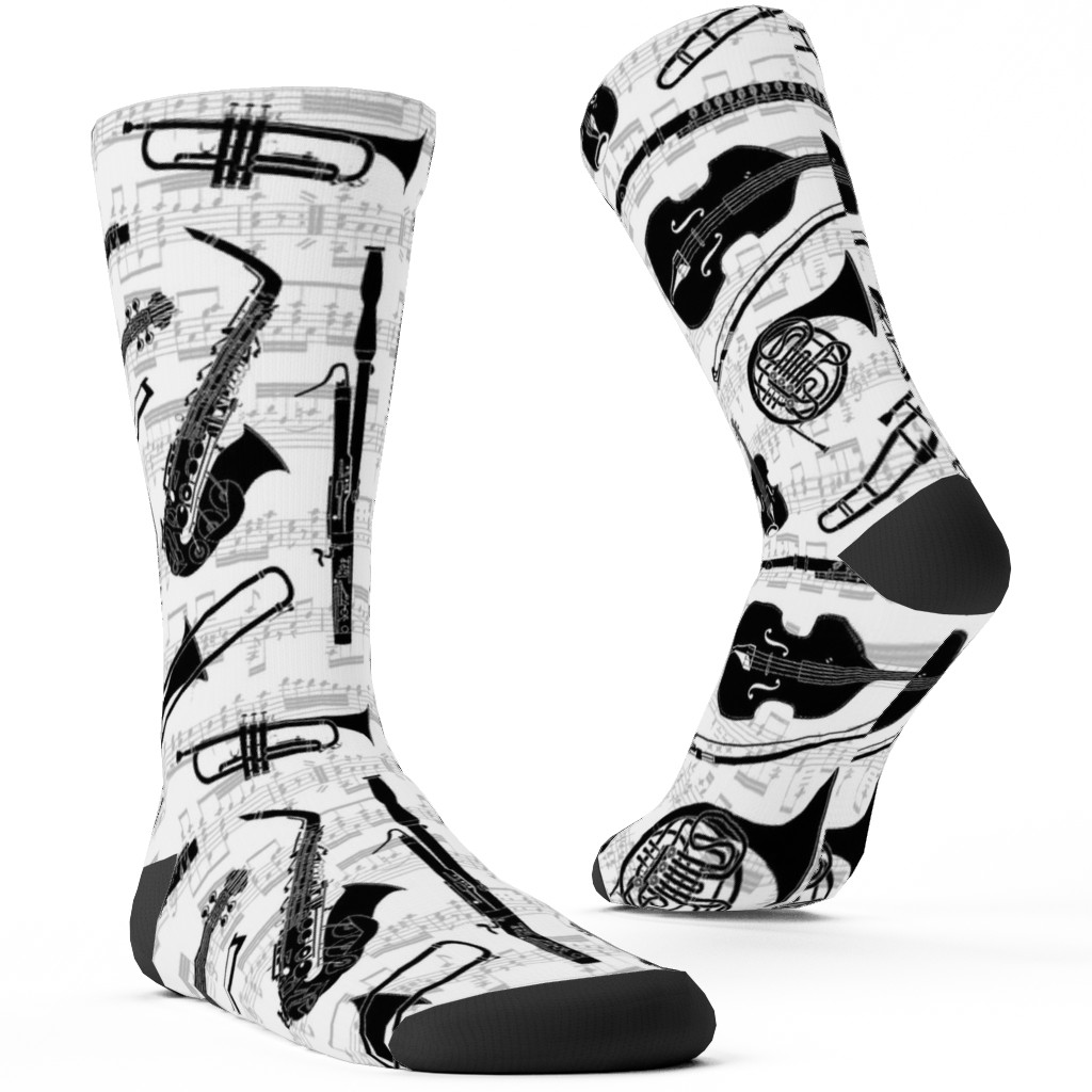 Musical Instruments Custom Socks, White