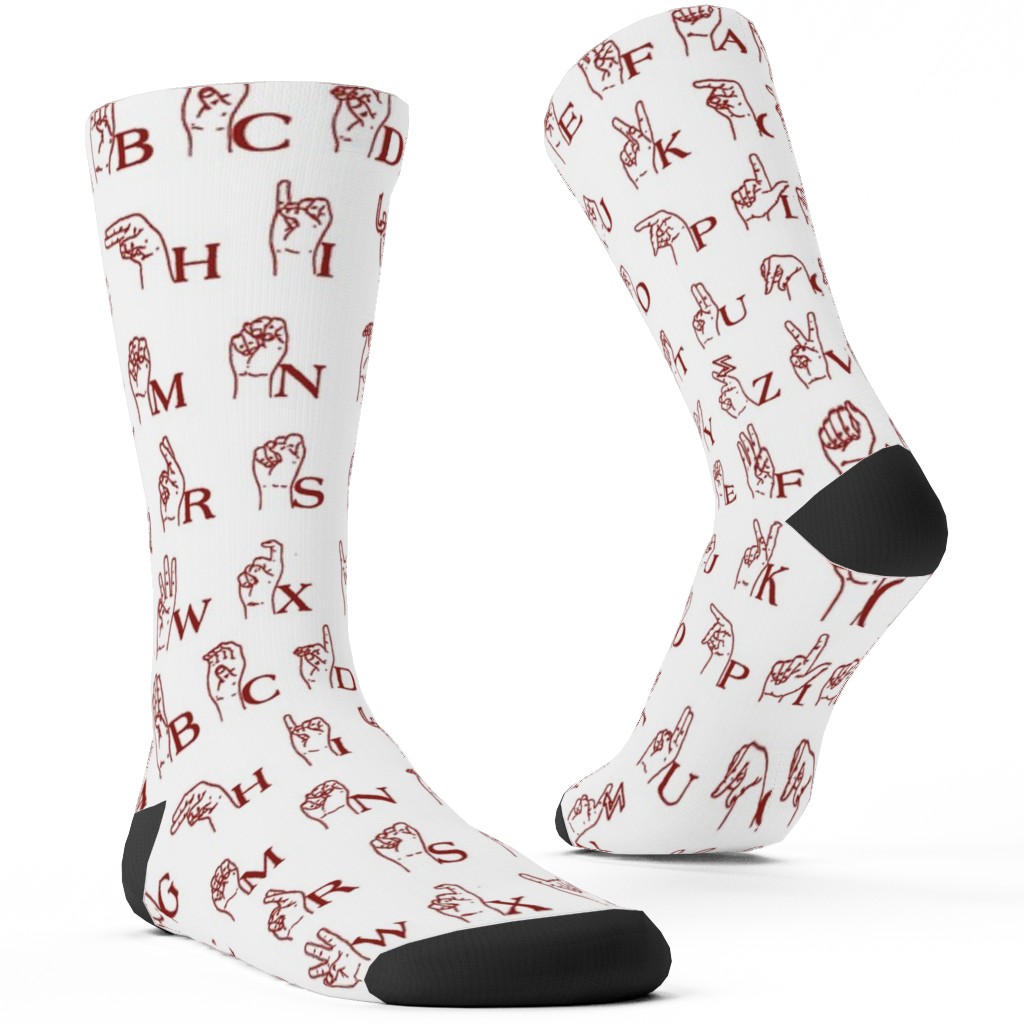 Sign Language Alphabet Custom Socks, Brown, Chestnut