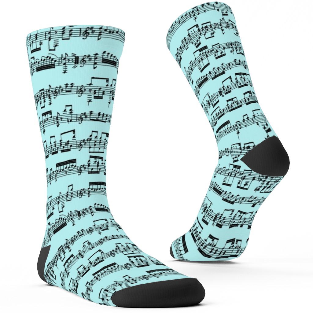 Sheet Music Custom Socks, Blue, Boardwalk