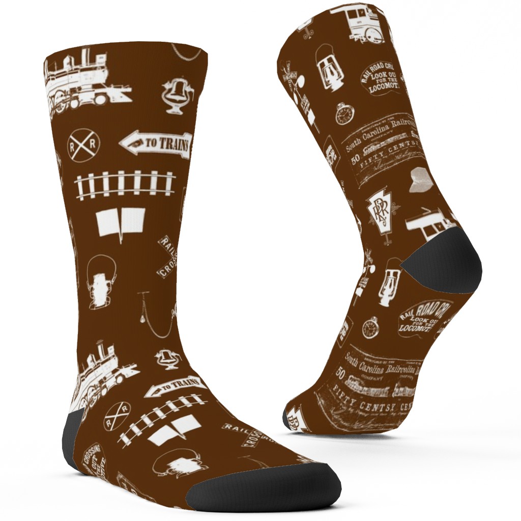 Railroad Custom Socks, Brown