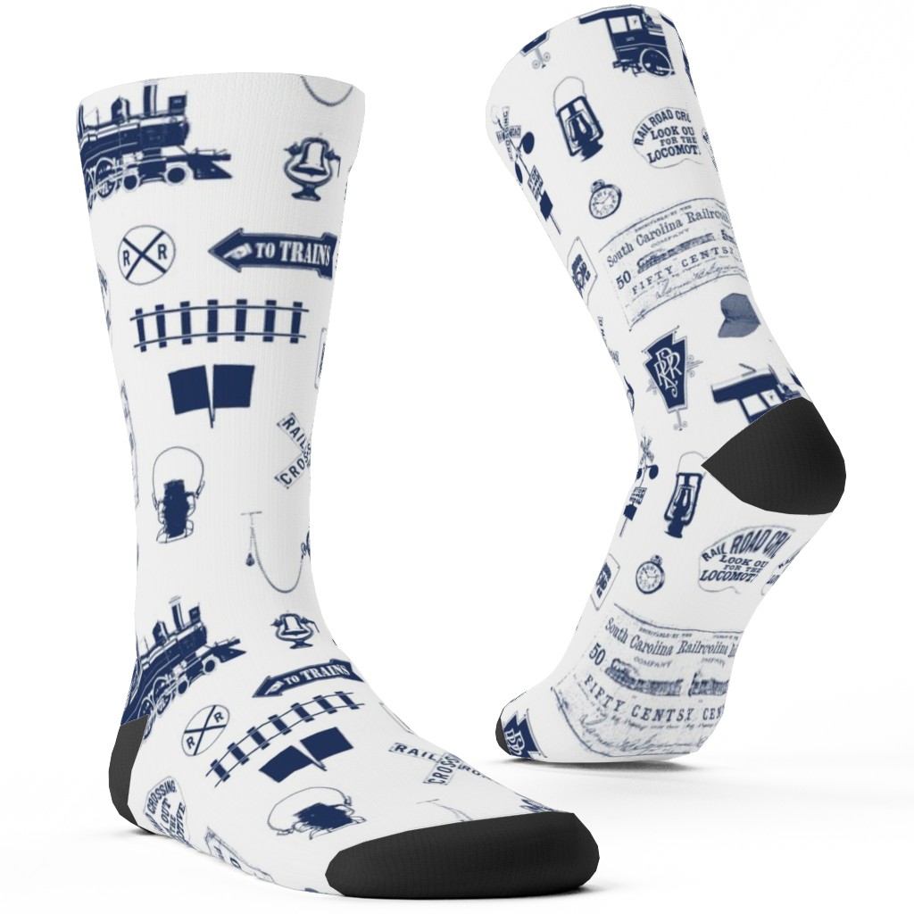 Railroad Custom Socks, Blue, Baltic