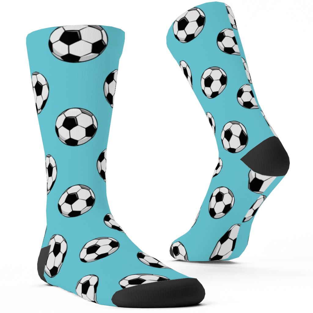 Soccer Balls Custom Socks, Blue, Paradise