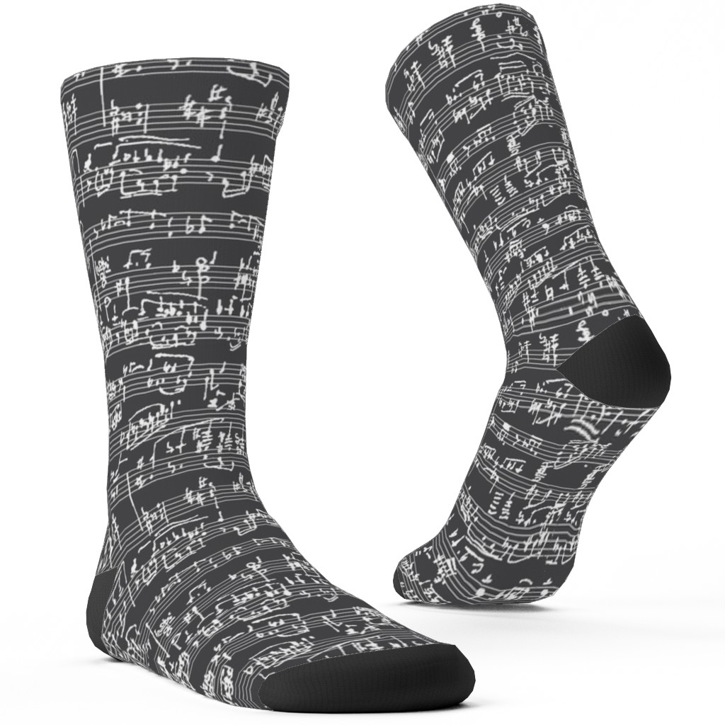 Handwritten Sheet Music Custom Socks, Gray