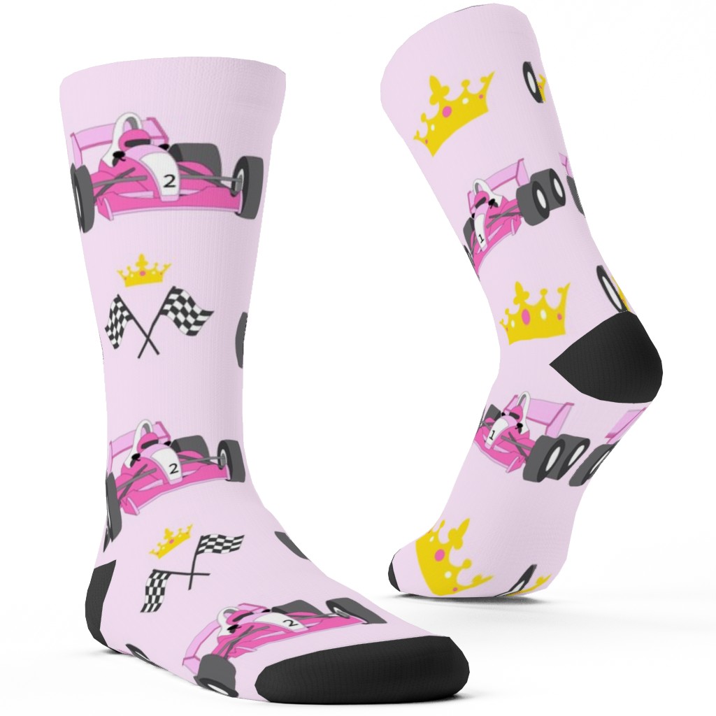 Race Cars - Pink Custom Socks, Pink