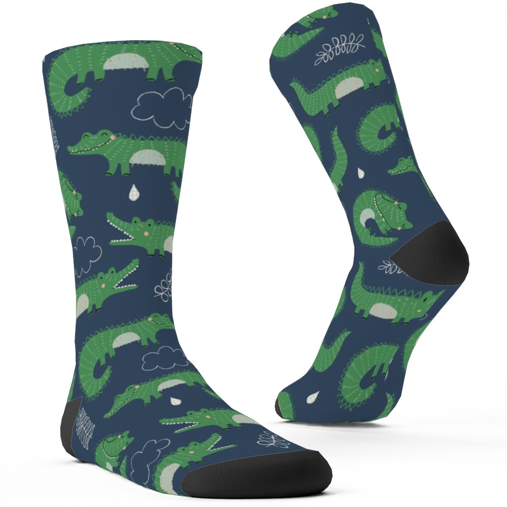 Cute Alligators - Green Custom Socks, Green