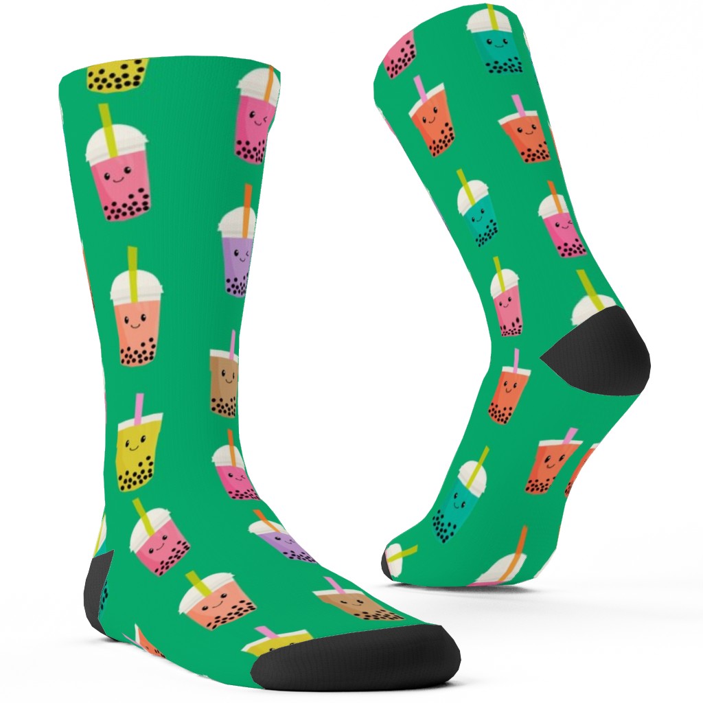 Boba Tea Custom Socks, Green