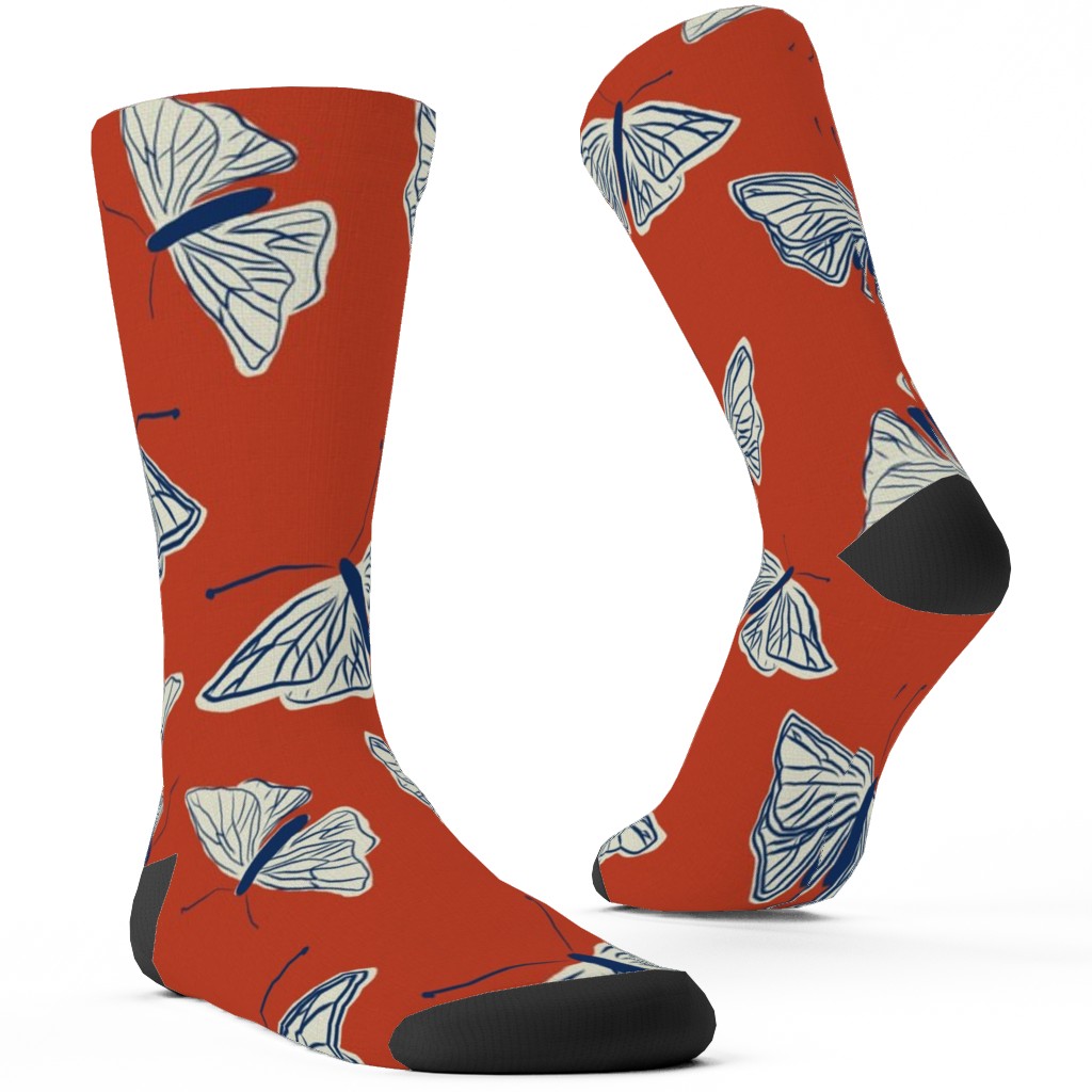 Moths - Rust Custom Socks, Red