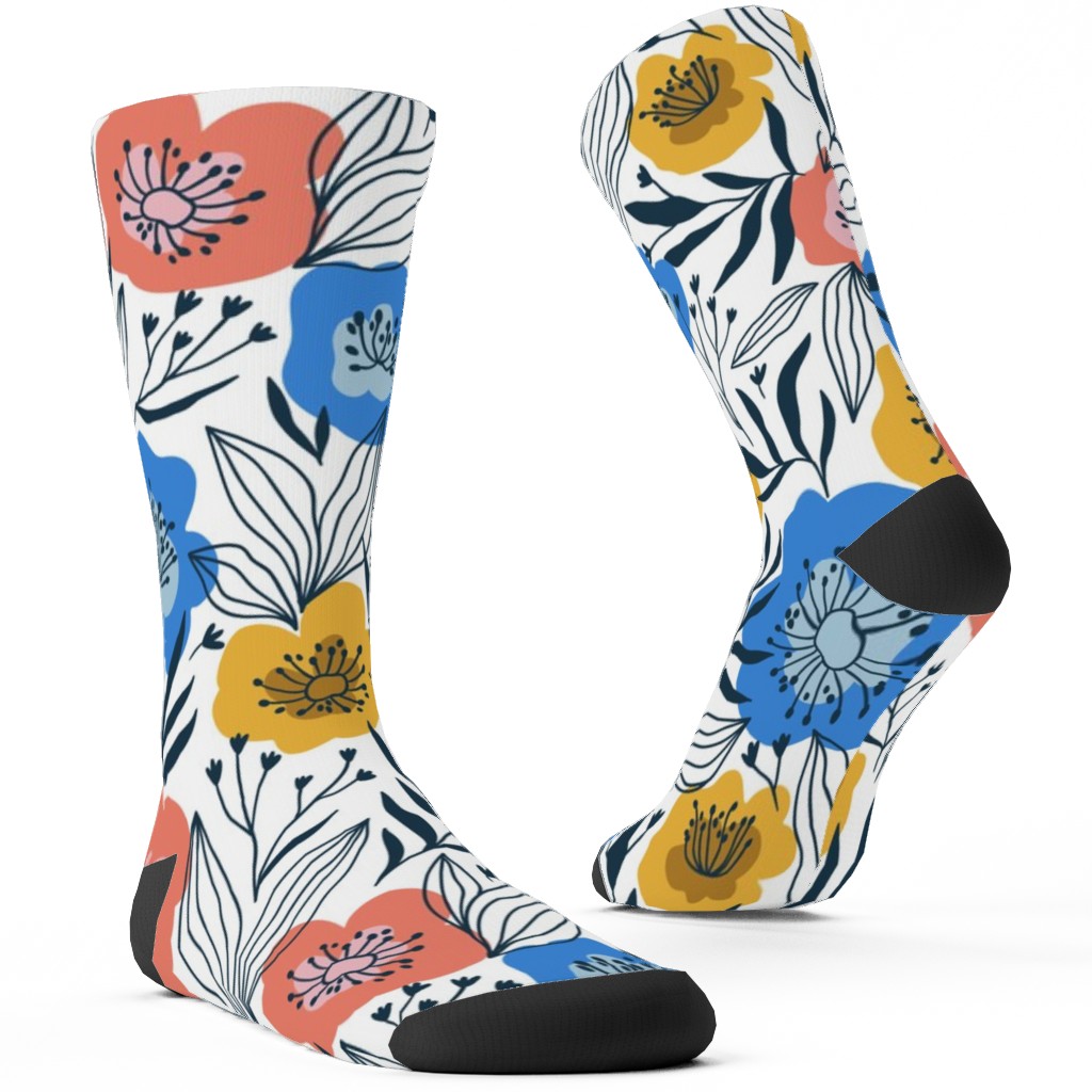 Colorful Flowers - Multi Custom Socks, Multicolor