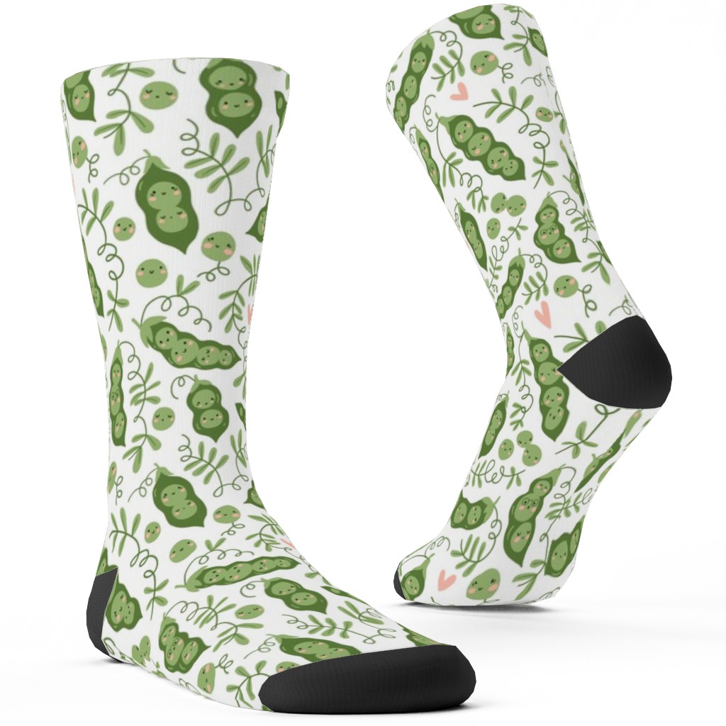 Cute Peas - Green Custom Socks, Green