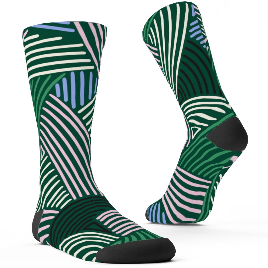 Rainbow Stripes Custom Socks, Green