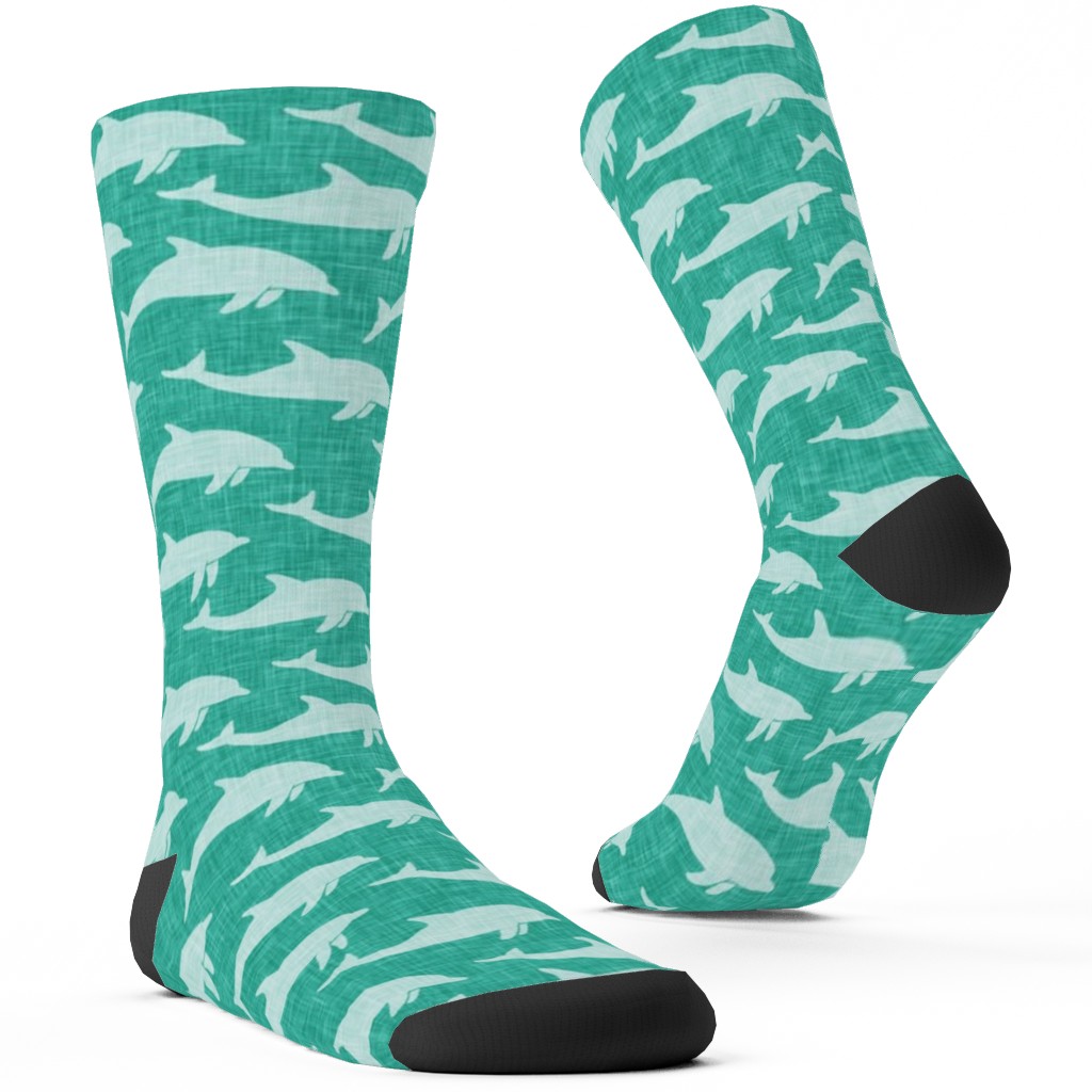 Dolphins Custom Socks, Green, Sea Glass