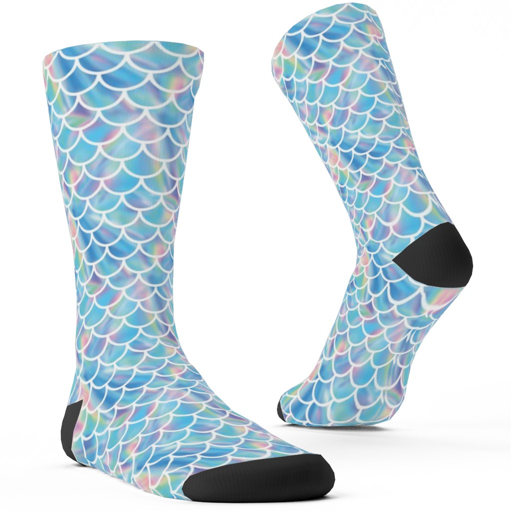 Mermaid Scales - Blue Custom Socks, Blue