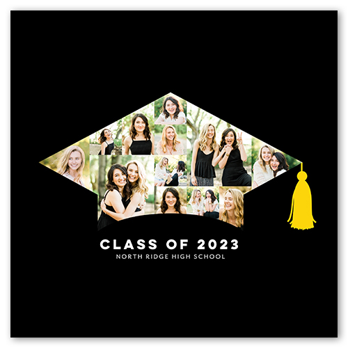 Grad Cap Collage, -12x12-Black
