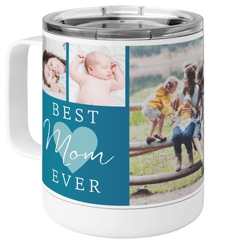 Best Heart Ever Stainless Steel Mug, 10oz, Blue, peacock