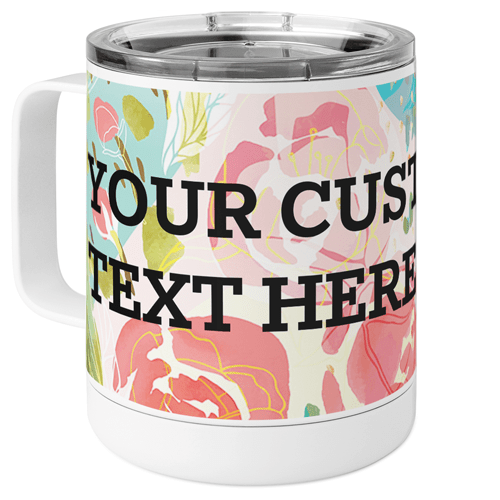 Abstract Roses Custom Text Stainless Steel Mug, 10oz, Multicolor