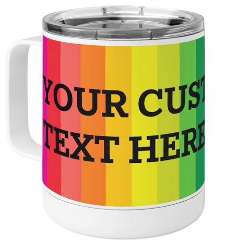 Rainbow Pride Custom Text Stainless Steel Mug, 10oz, Multicolor