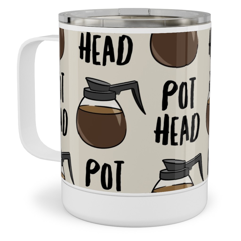 Coffee Pots - Beige Stainless Steel Mug, 10oz, Brown