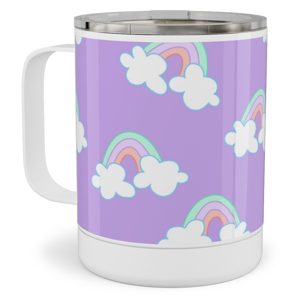 Nicola Unicorn Rainbows Stainless Steel Mug, 10oz, Purple